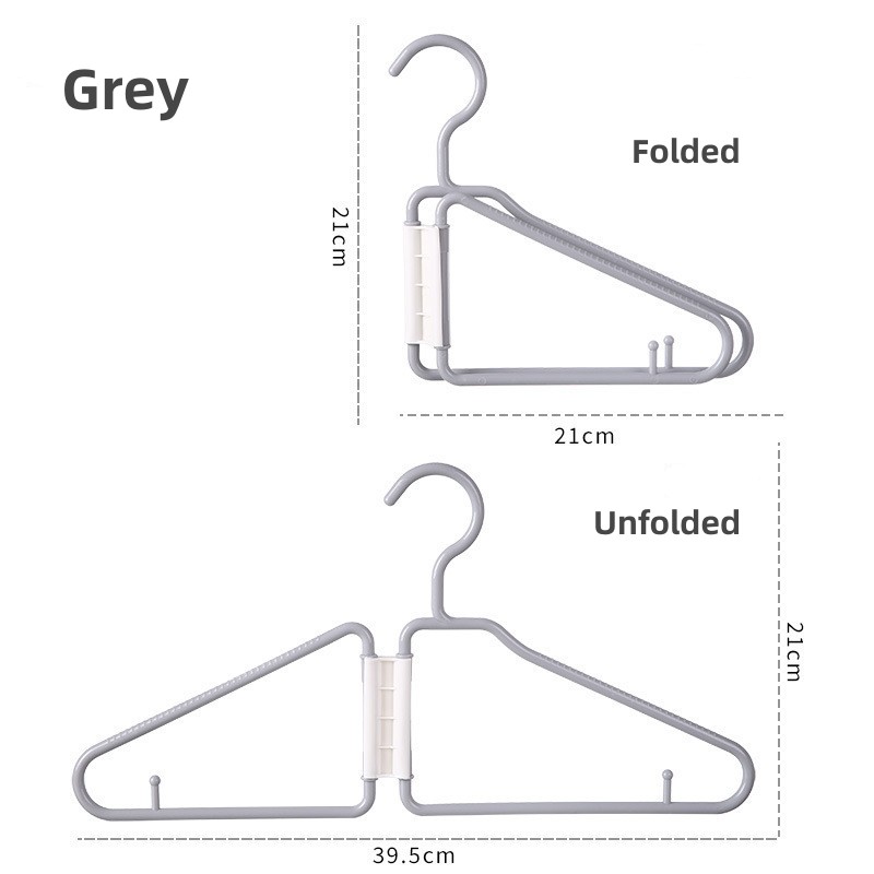 Household foldable plastic hanger Integral folding storage PP plastic set hanger saves space: Dark Khaki