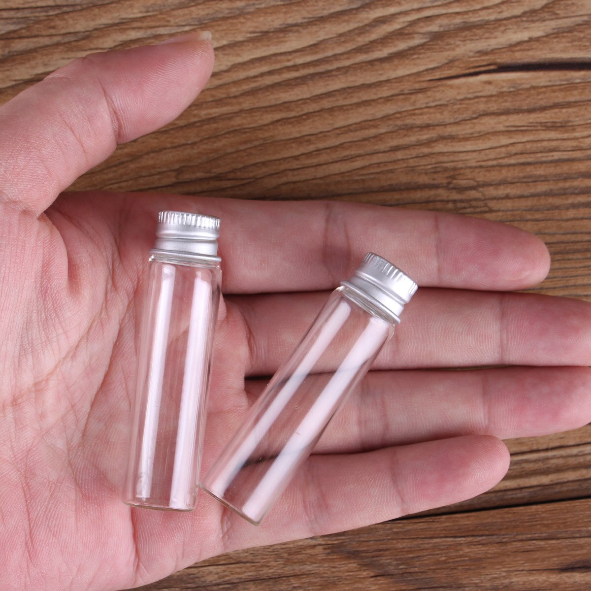 10pcs Diameter 16mm Transparent Glass Bottles with Aluminium Caps Glass Wishing Bottles 2ml 4ml 6ml Mini Glass Jars