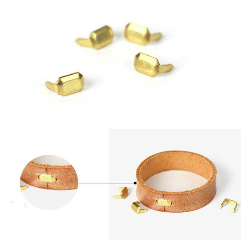 20 unidades de grapas de cuero y latón, dos puntas para sujetadores de cinturón, accesorios de ferretería