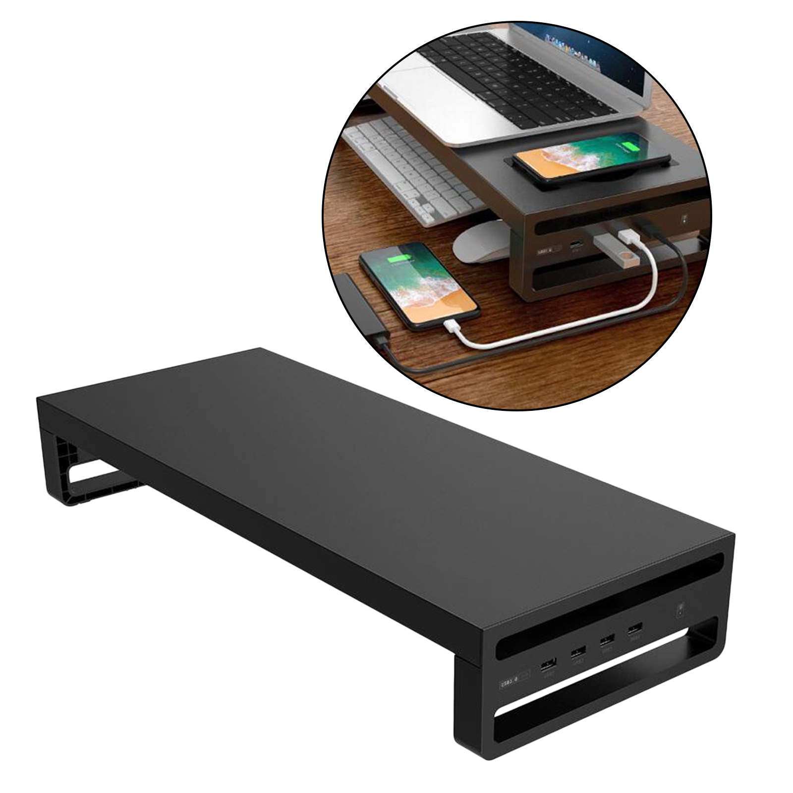 Aluminum Laptop PC Monitor Desk Stand Riser Support Office Table Organizer