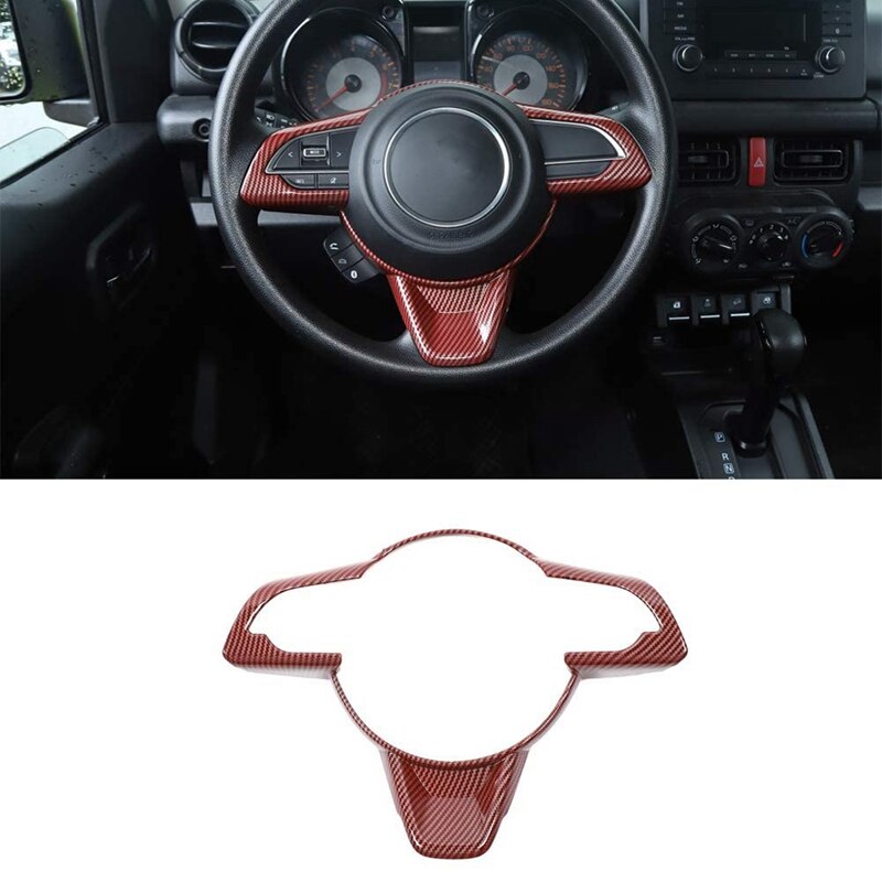 for Suzuki Jimny Car Carbon Fiber Steering Wheel Panel Decoration Cover Trim Frame Sticker Accessories