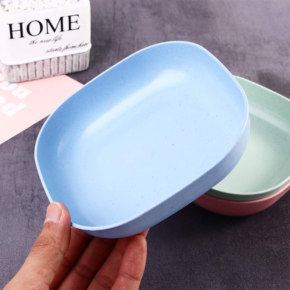 1Pc Home Eco-friendly Wheat Straw Snacks Fruit Square Plate Kitchen Storage Box Food Tray Spit Bones Dish Salad Vegetable Bowl