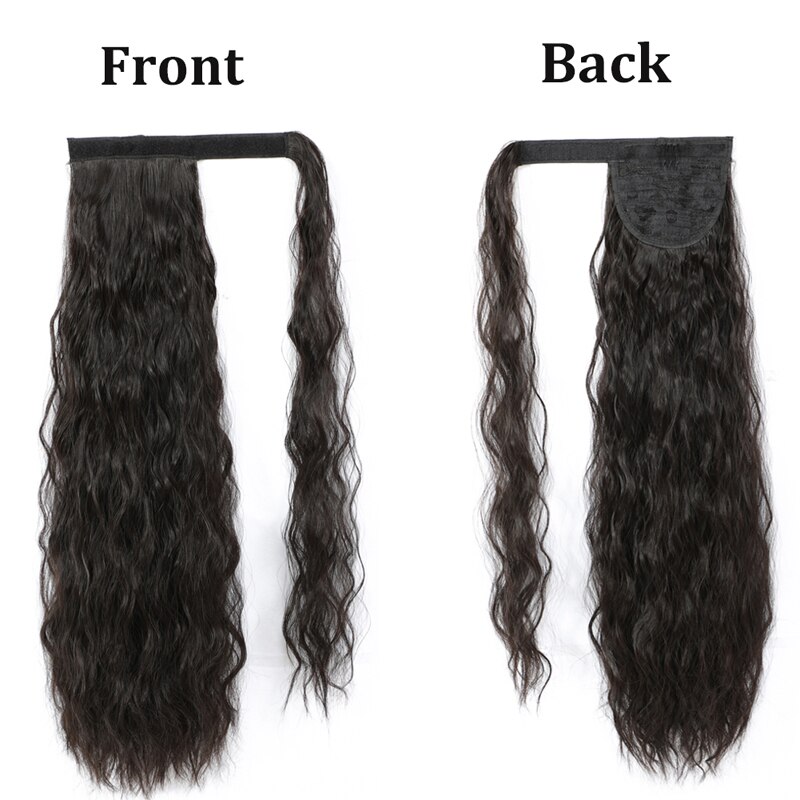 Rosa Ster Lang Krullend Synthetische Paardenstaart Voor Vrouwen Met Synthetische Wrap Around Magic Plakken Maïs Clip In Haarstukje Zwart Nep haar: Natural Color 2