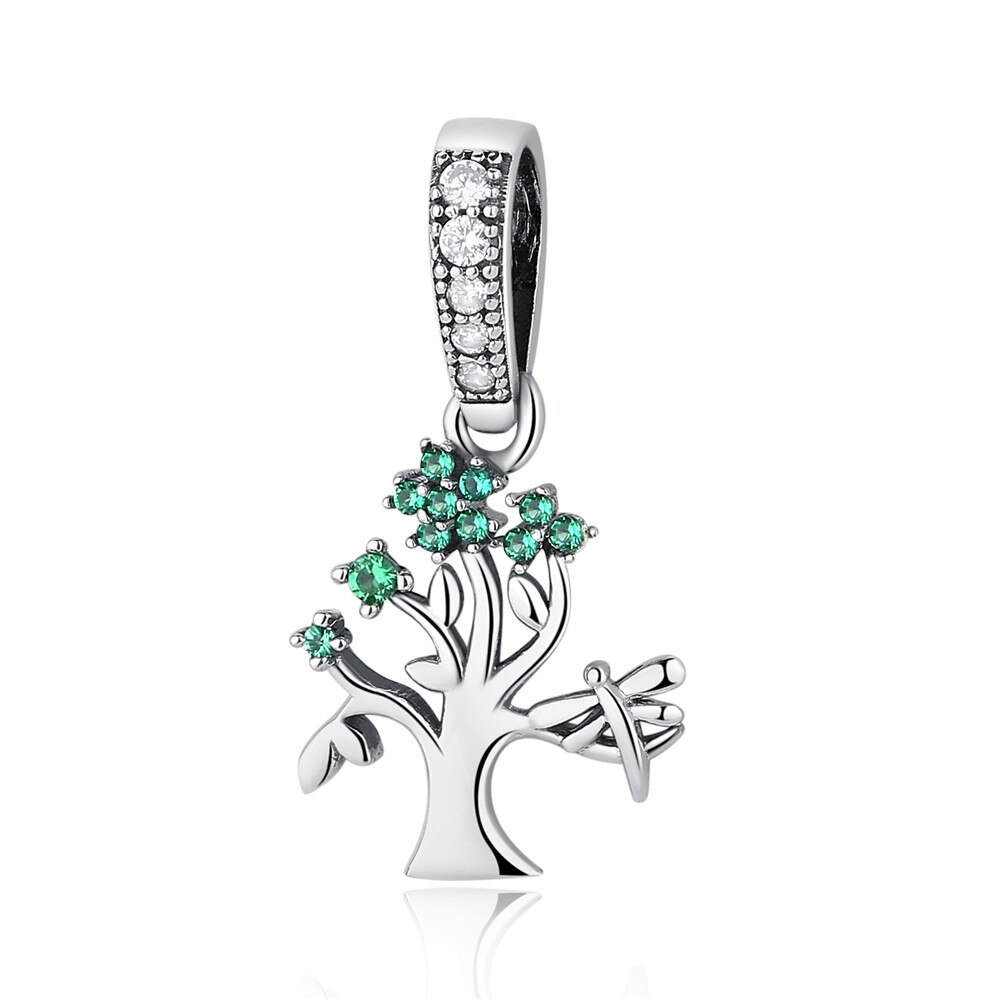 BISAER 925 Sterling Silber FAMILIE BAUM DES LEBENS SILBER BAUMELN Anhänger Perlen Fit Charms Armband Zirkon Silber 925 Schmuck WEUS306: ECC117