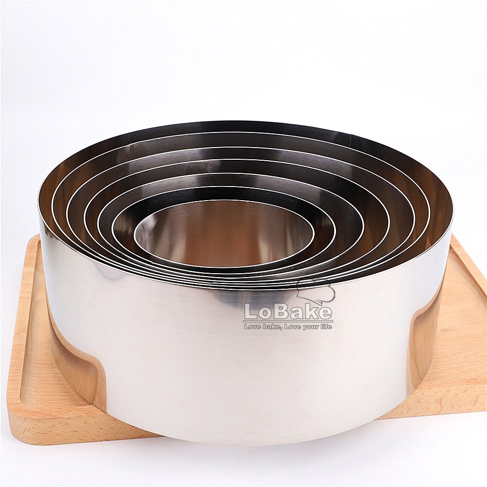 Molde de anillo de mousse de acero inoxidable 304 de 10cm de altura, 4, 5, 6, 7, 8, 9, 10 pulgadas, círculo redondo liso, capa para pastel de bodas, DIY