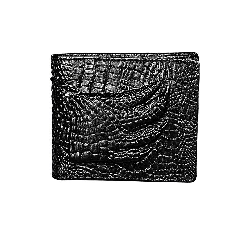 Chinese Dragon Wallet Vintage Genuine Leather Men's Short Wallets Unique Tiger Crocodile Flower Pattern Folding RFID Card Holder: 2