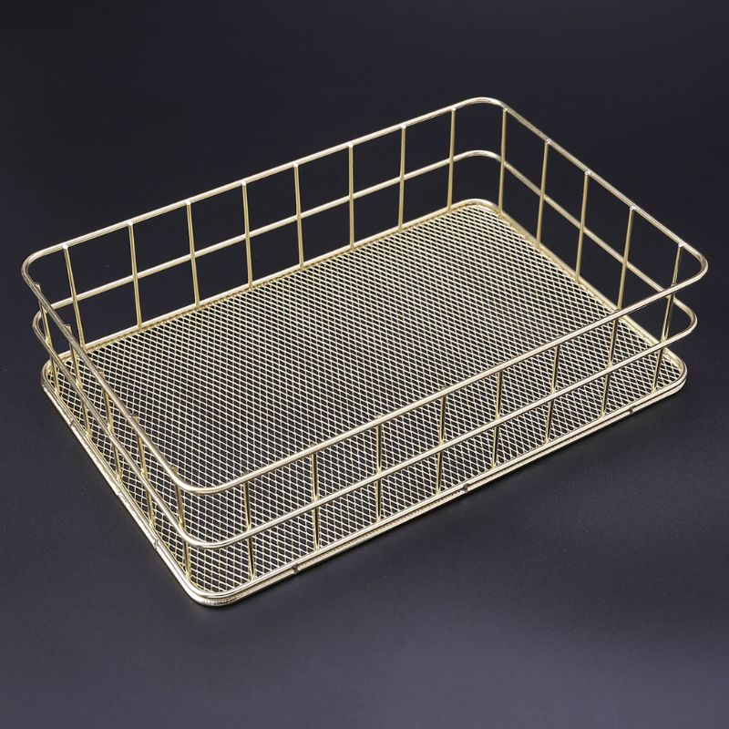 Modern Metal Storage Basket Wire Mesh Crate Container Kitchen Office Bathroom Shelves Makeup Desk Organizer