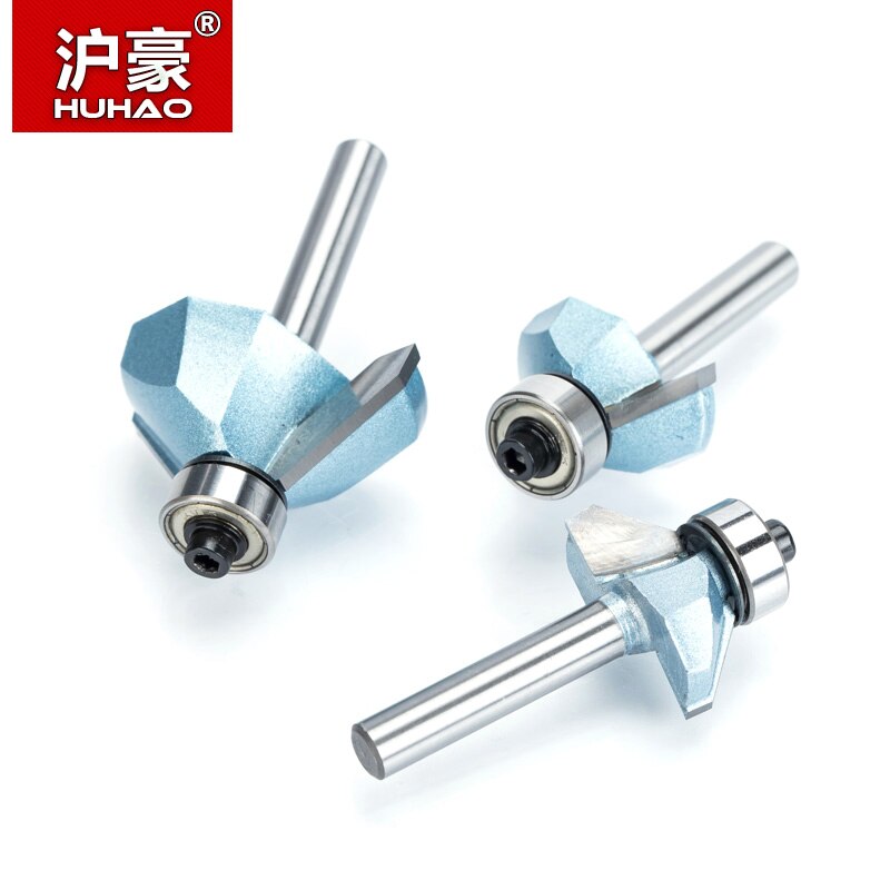 HUHAO 1pcs 1/2"1/4" Shank Chamfer Cutter Industrial grade Router Bits for wood Horse Nose Bit 45 Deg CNC Woodworking Tool endmil