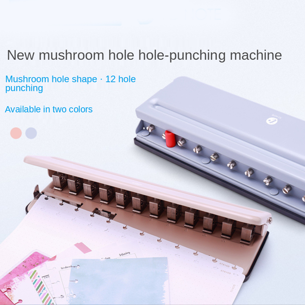 Perforateur de trous pour champignons, Portable, 12 trous, capacité de 6 feuilles, avec règle de positionnement, plateau à puces pour ordinateurs portables à feuilles mobiles