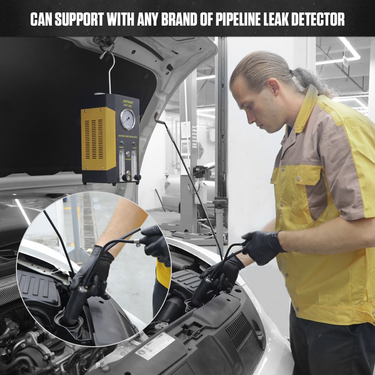 Autool máquina de fumaça entrada rápida adaptador bexiga admissão detector vazamento da bexiga ferramenta diagnóstico para sdt206 airbag acessório