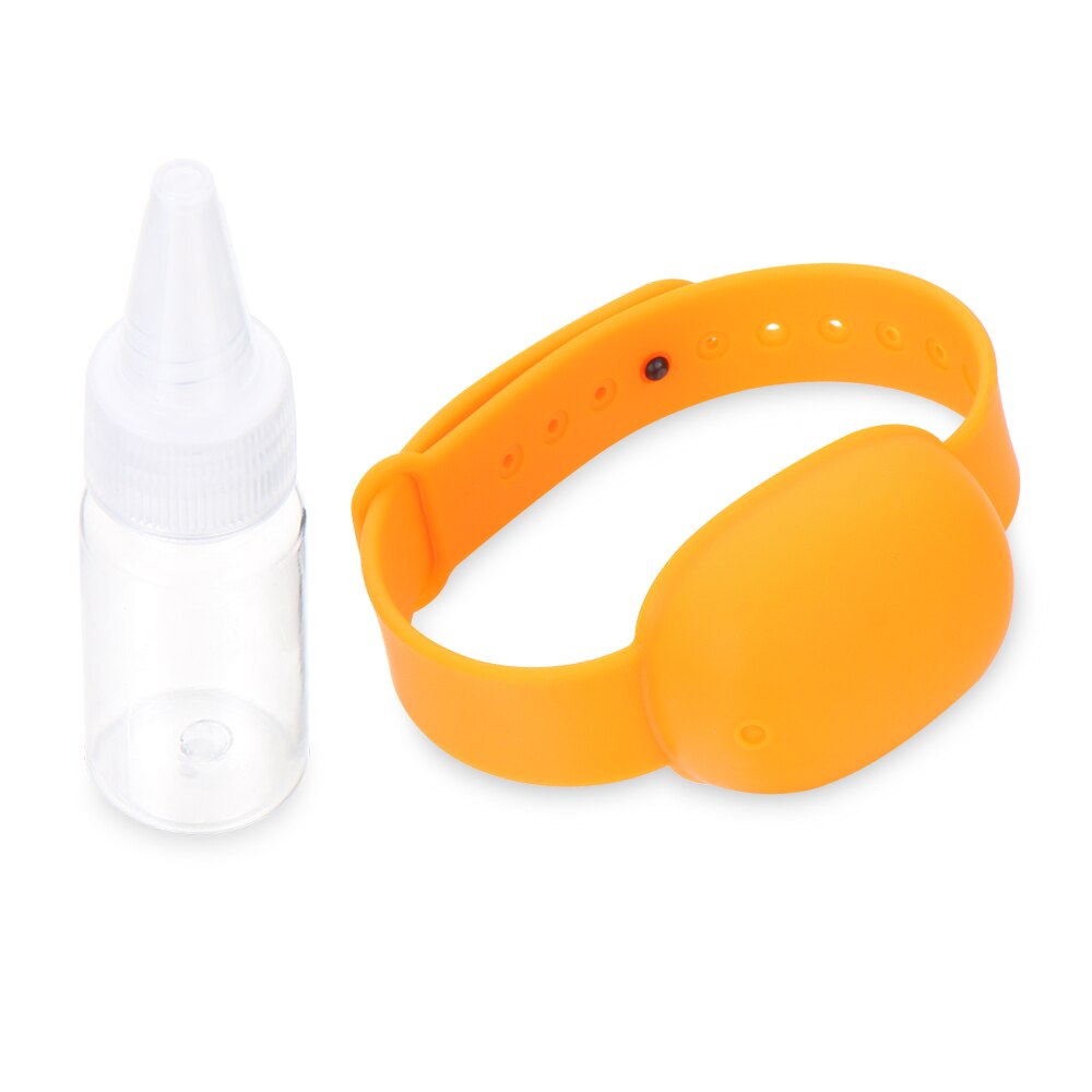 Dispensador portátil de silicona para viajes, para adultos y niños, Gel líquido para lavar a mano, pulsera con almacenamiento: 10ml orange