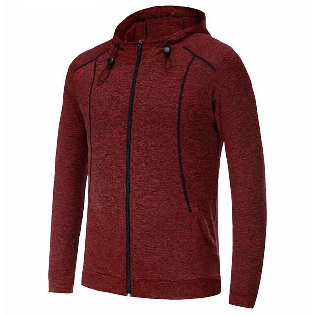 Løbejakker til mænd sport bodybuilding jogging fitness lange ærmer sportstøj hætte stramme fitness fodbold basketball jakker: Rød / Xxxl