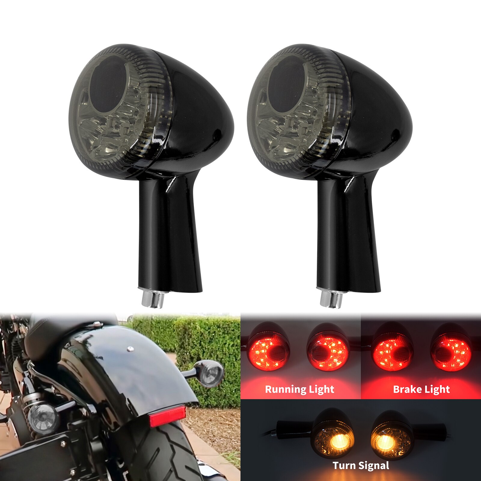 Motocicleta âmbar traseiro led turn signal luzes indicador preto/cromo
Para Harley Sportster 883 Super Baixa 21 XL883L 1200 1992-2020: Turn Signals Light A