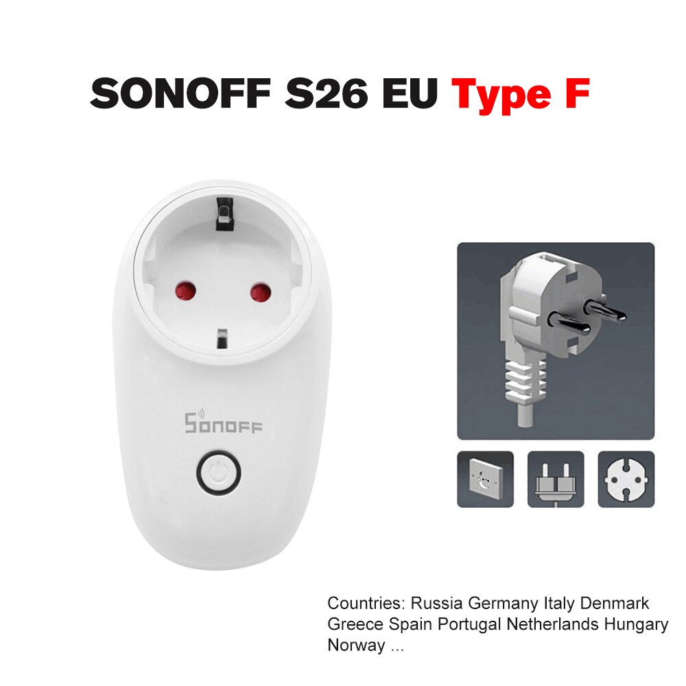 Groß Sonoff S20 TypeF Eu-stecker Wifi Steckdose Schalter drahtlose APP Fernbedienung Steckdose Zeitschalter Clever Heimat für Alexa