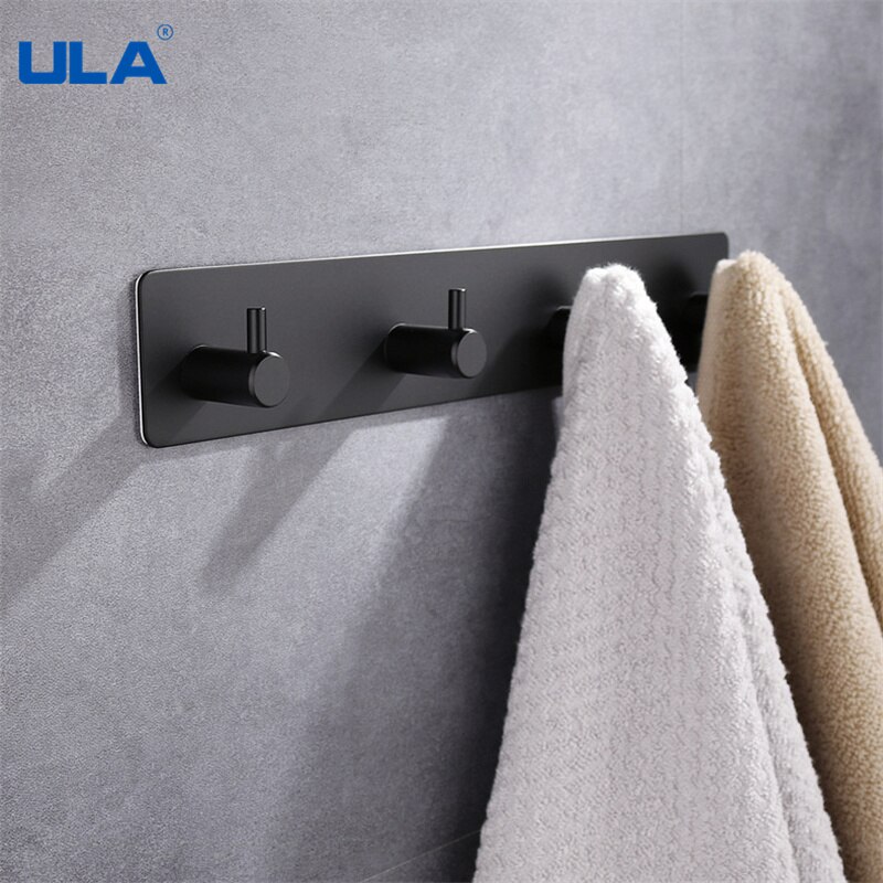 ULA Stainless Steel Holder Hook 3M Sticker Adhesive 1pc Door Clothes Coat Hat Hanger Hanger Towel Clothes Robe Rack Free Punch