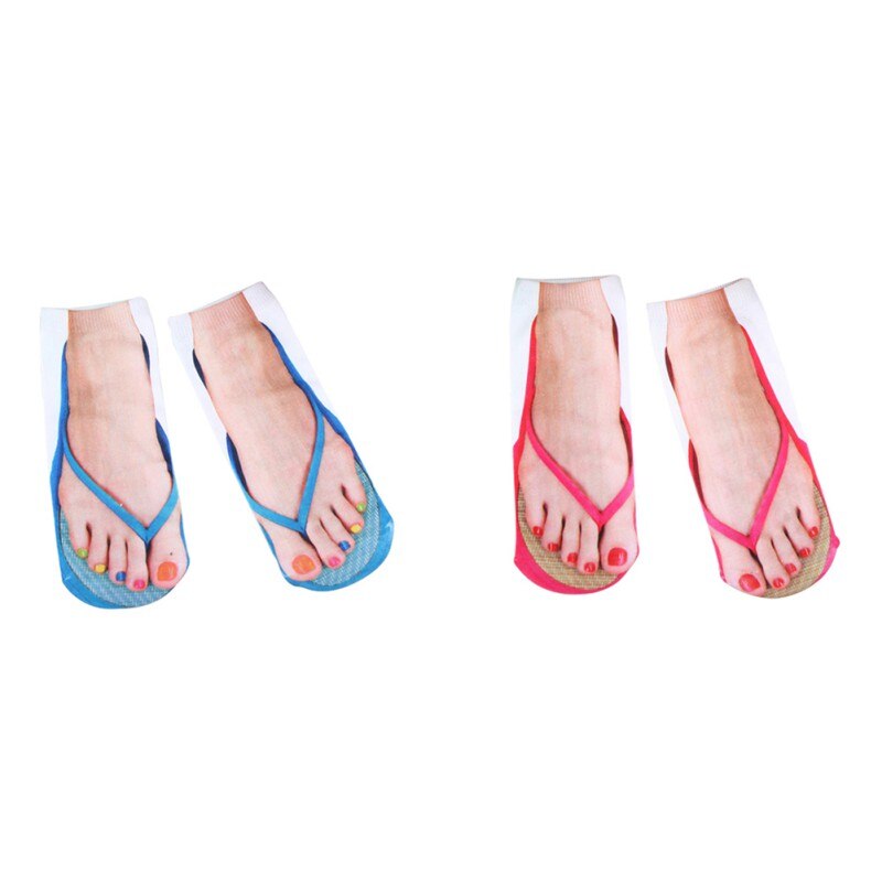 3D mujeres impresas chanclas calcetines lindos pies divertidos calcetines zapatillas Camping al aire libre senderismo calcetines cómodos
