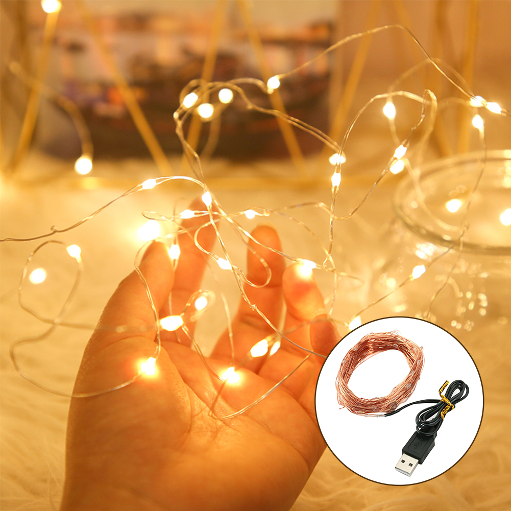 Guirlande lumineuse à LED USB, 1/2/3m, pour noël, mariage, décoration Photo, fil en cuivre et en argent, étanche, féerique