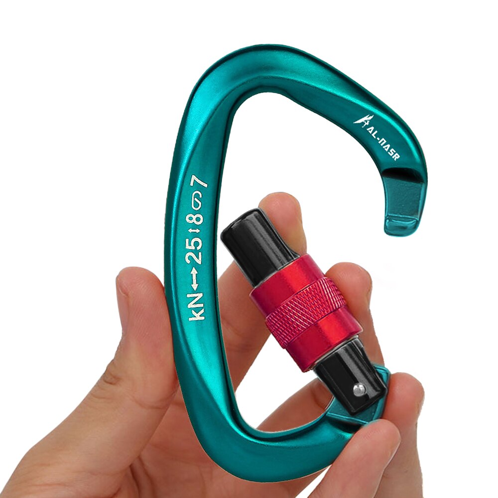 25KN Professionelle Klettern Karabiner Schraube Locking Tor Karabiner Heavy Duty D-form Klettern Schnalle D-ring Karabiner