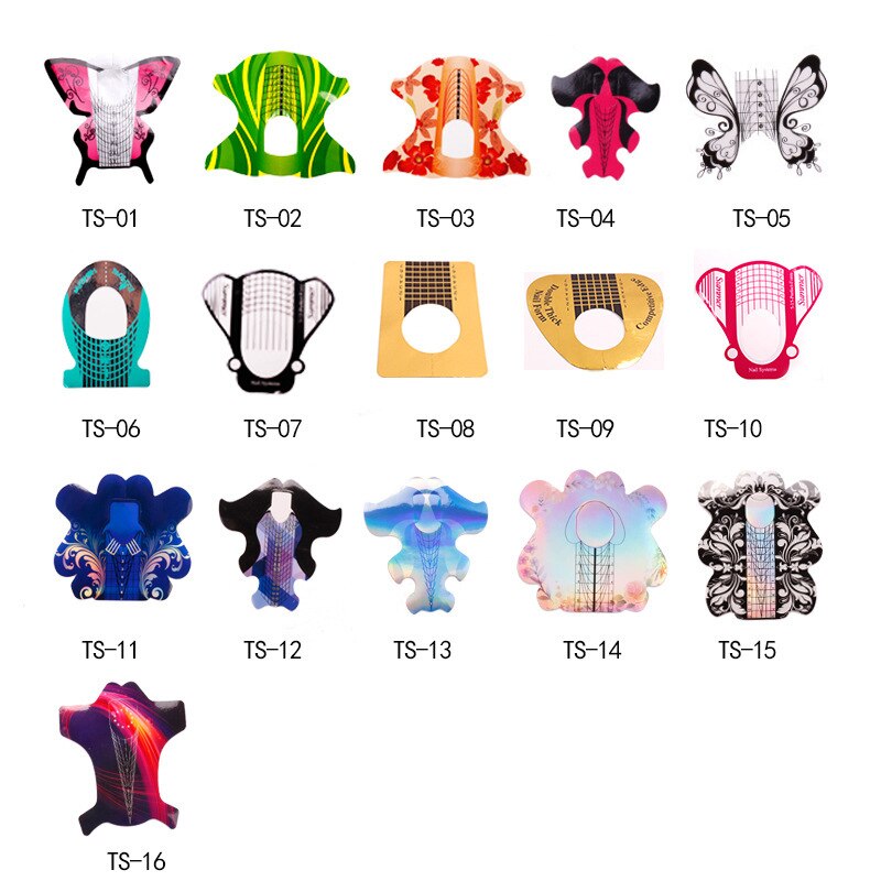 500pcs Top Tips Nail Extension Forms Nail Forms French Curve Sticker UV Gel Building Self-Adhesive