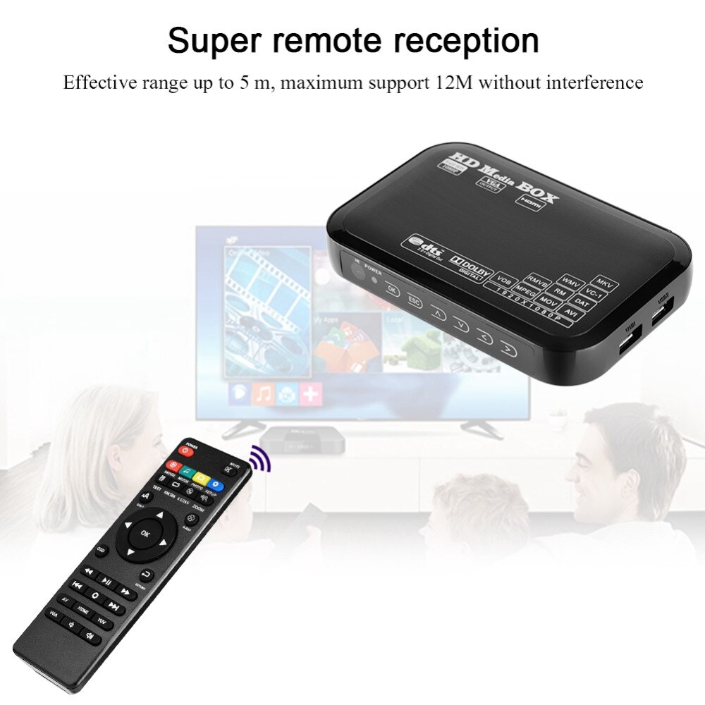 Full HD Mini Box Media Player 110-240V 1080P Media Player Box Support USB MMC RMVB MP3 AVI MKV reproductor multimedia