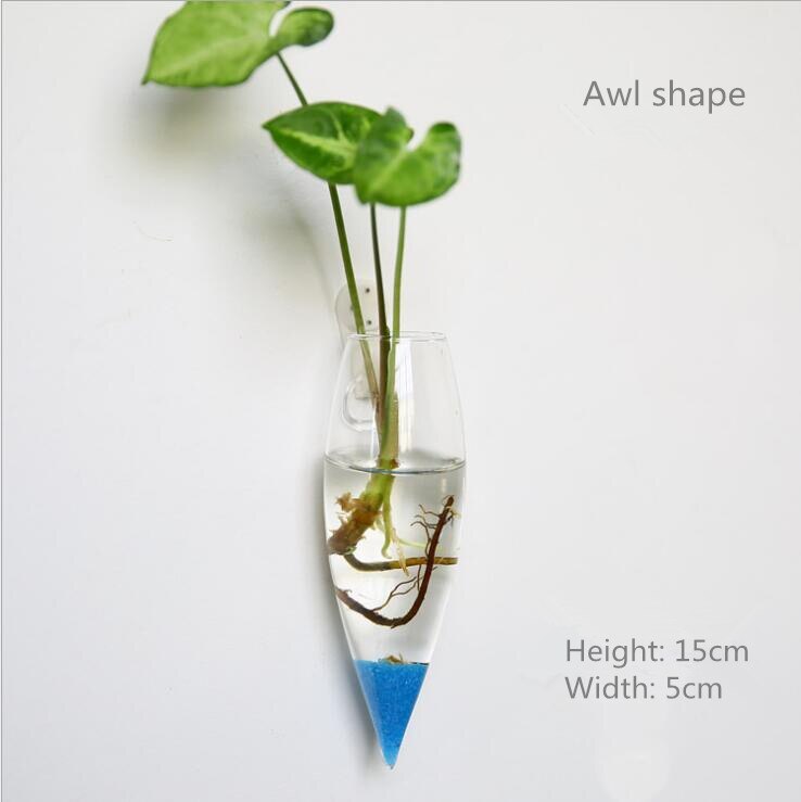 wall glass vase Wall mounted fish tank Hanging hydroponic vase Living room wall decoration: Navy Blue