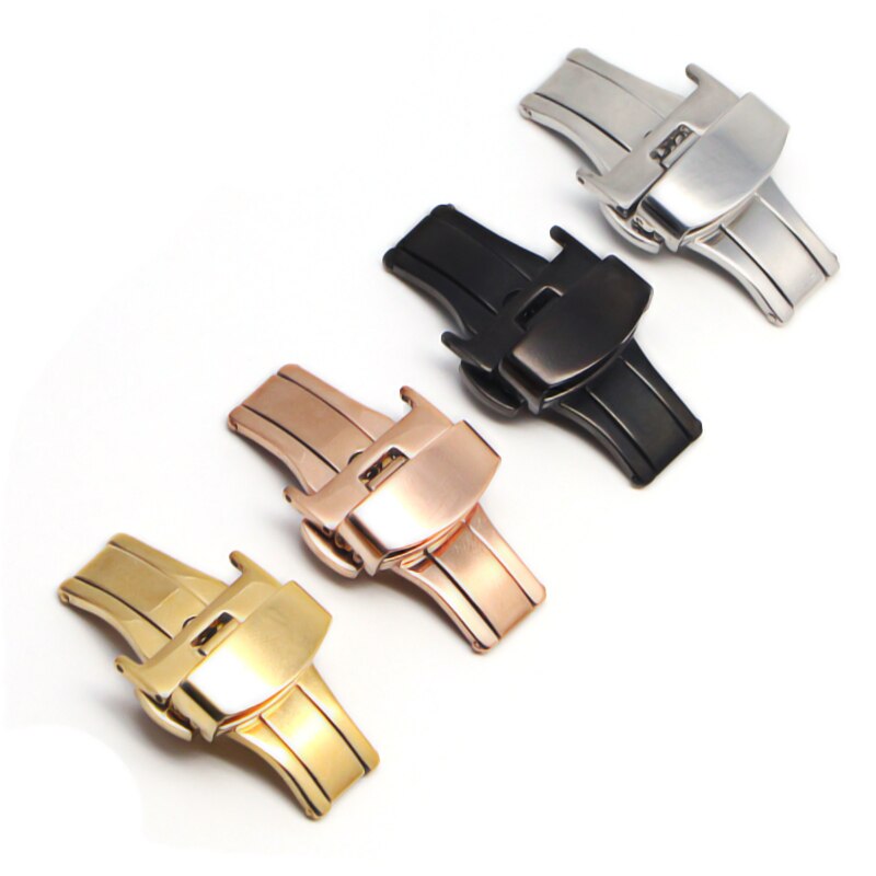 Schmetterling Einsatz Schnalle Automatische Doppel Klicken Edelstahl Spange Band Für Uhr Band 16mm18mm 20mm 22mm Armbinde Verschluss
