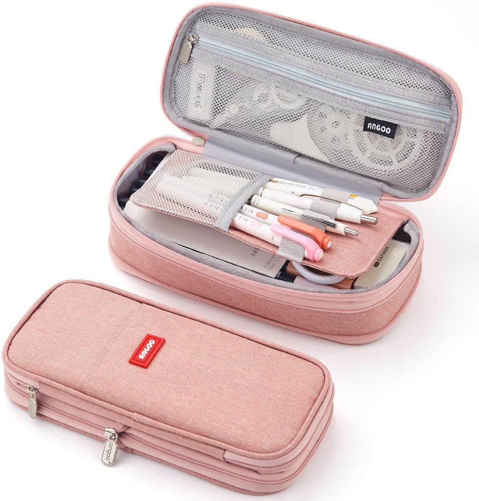 Angoo Cute Foldable School Pencil Case Cute Big Capacity Pencil Pouch Canvas Large Pencil Bag Makeup Bag for Teen School