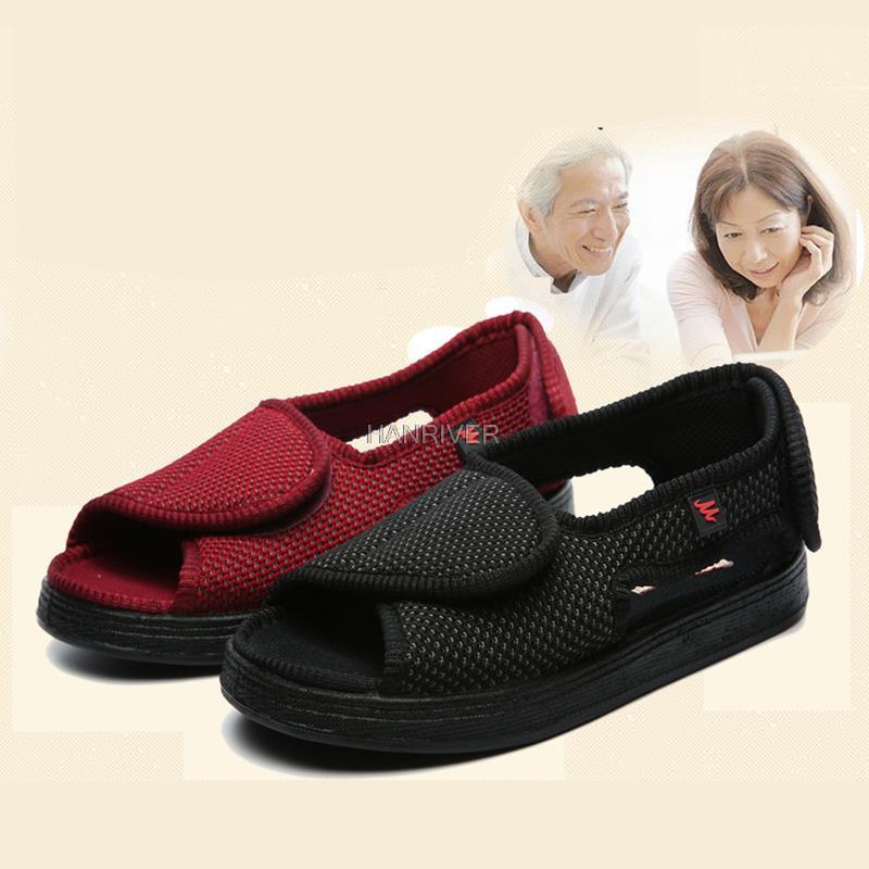 Verão sapatos diabéticos confortáveis pé gordo polegar instep altura do pé inchaço código de meia-idade e idosos sandálias diabetes