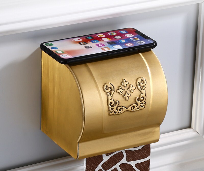 Europese antieke badkamer gesneden serie handdoekenrek badkamer hardware hangende set toiletborstel rechthoekige tissuebox: Tissues doos 2