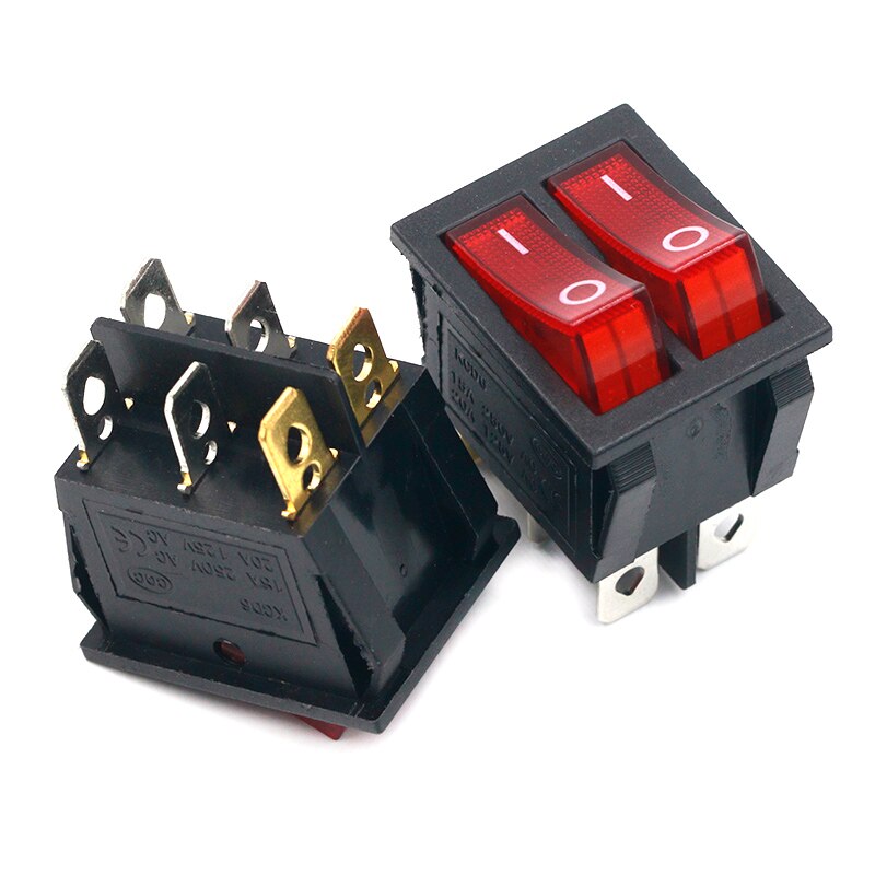 Interrupteur Momentané DPDT On/Off/AC 125V/20A 250V/16A - 6 Broches Rectangle - Neuf
