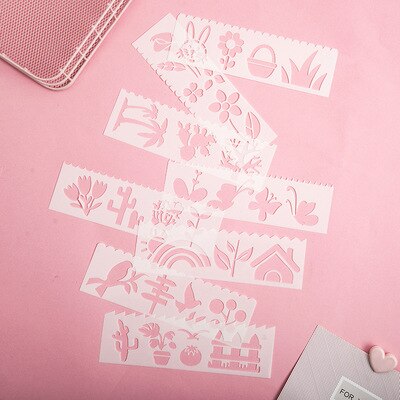 rulers template stencils for diy scrapbooking painting Weather number kawaii accessories stationery: Garden