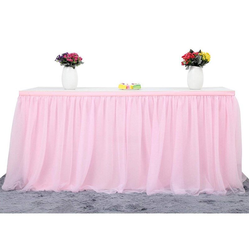 Tafelkleed Roze Tulle Tafel Rok Boog Tafelkleed Ballet Rok Tafelkleed Jurk Wedding Party Baby Doop Kerst Verjaardag Par