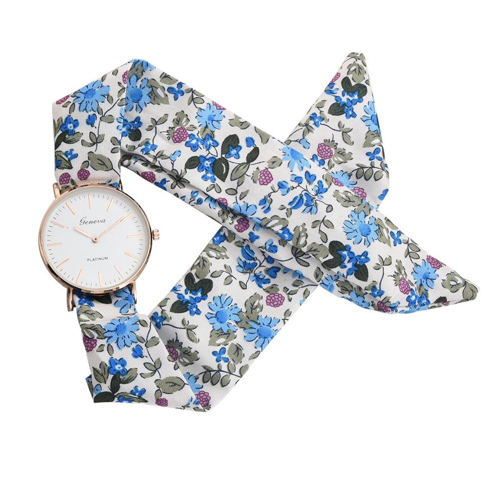 Women Watches Vogue Floral Strap Wristwatch Women&#39;s Jacquard Cloth Zegarek Damski Quartz Watch Dress Bracelet Relogio Feminino: AS SHOW 3