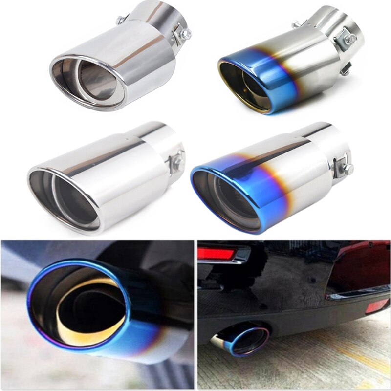 Round Universal Car Exhaust Muffler Tip Stainless Steel Pipe Exhaust Tail Muffler Tip Pipe Silver Chrome Car Accessories
