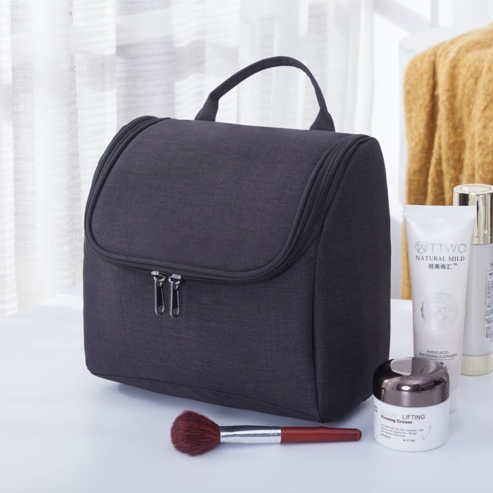 las nuevas mujeres bolsa de maquillaje de viaje de almacenamiento cosmético neceser de aseo personal de maquillaje organizadores: Negro