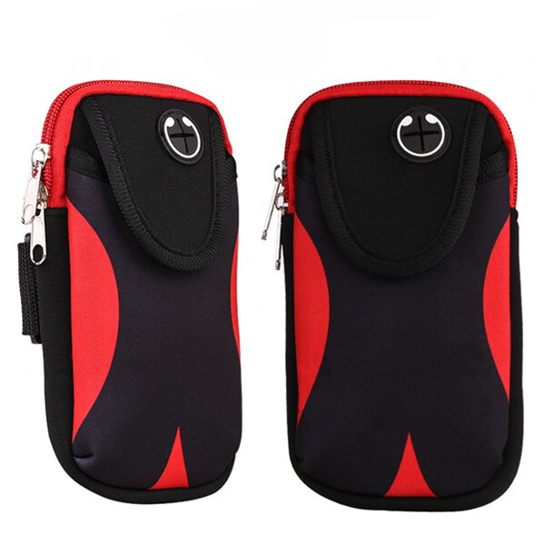 6 tommer sports løbebånd til iphone samsung huawei udendørs gym vandtæt telefon taske armbånd taske sag arm holder cover: Sort rød