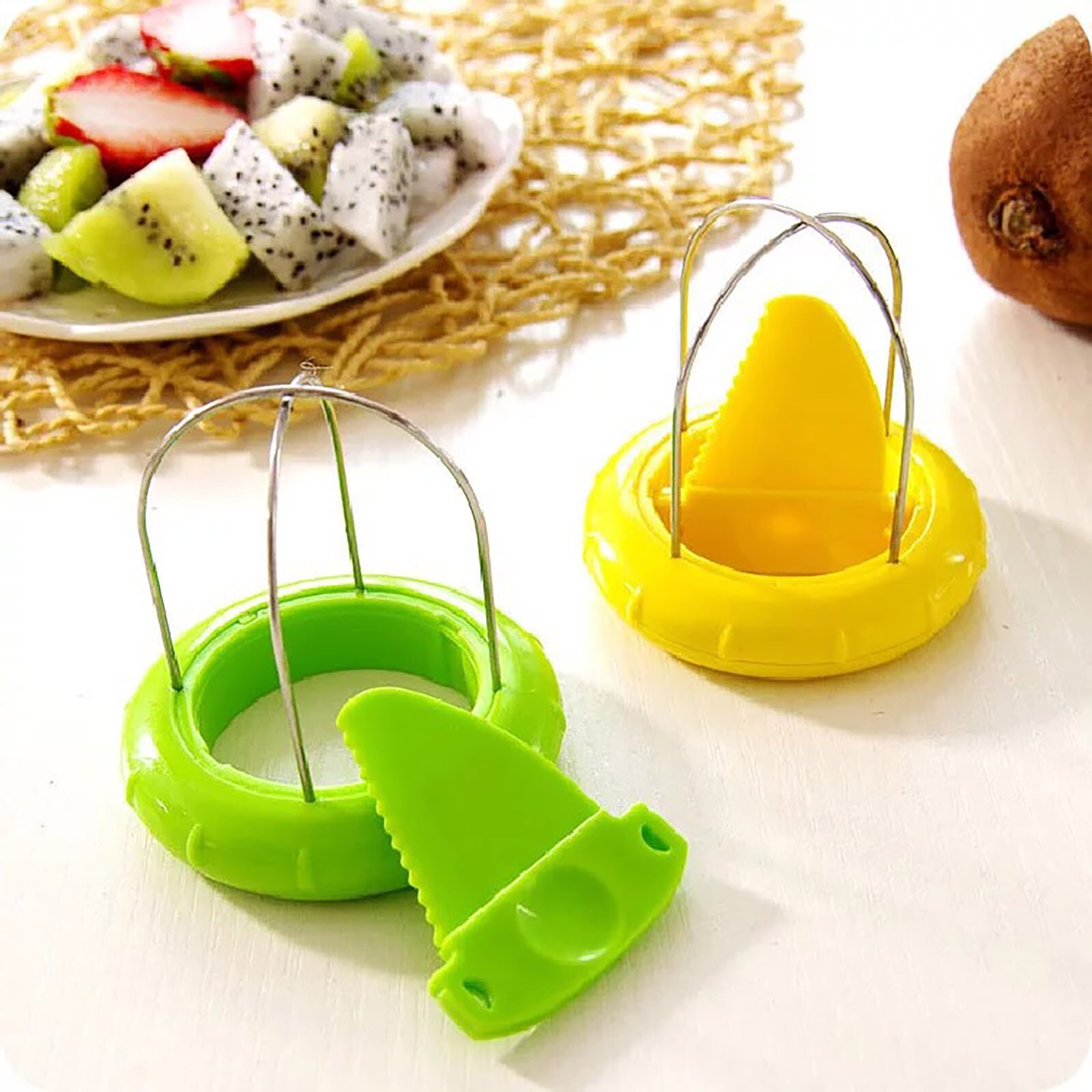 2Pc Fruit Dunschiller Snijden Kiwi Peeling Artefact Graven Kiwi Peeling Snijmachine Mes Kiwi Schil Snijgereedschap c50