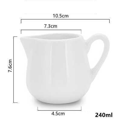 Sugar Creamer Milk Pots Pitcher Ceramics Seasoning Jar Creamer Container Cup Tableware White Kitchen Tools FB: L-with handle