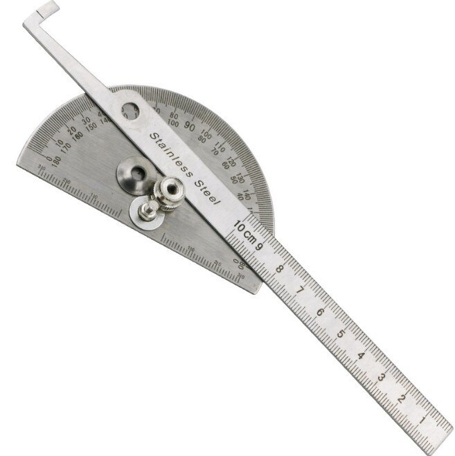 Stainless Steel Protractor Round Head Rotary Angle Rule metal Arm Ruler Adjustable Mathematics Measuring Tool Ruler 10cm: Default Title