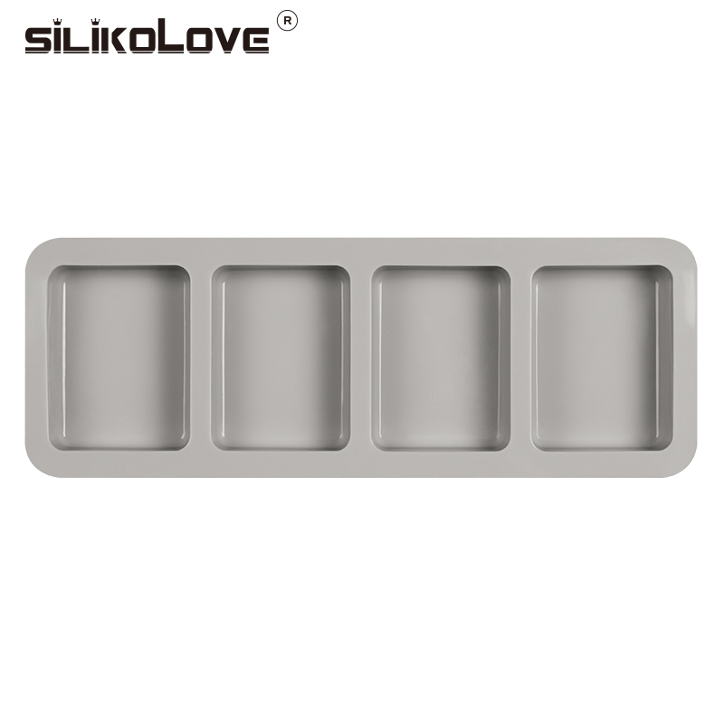 SILIKOLOVE-moldes de silicona para jabón, forma de rectángulo, molde para fabricación de jabón de 4 cavidades, artesanías hechas a mano para baño familiar