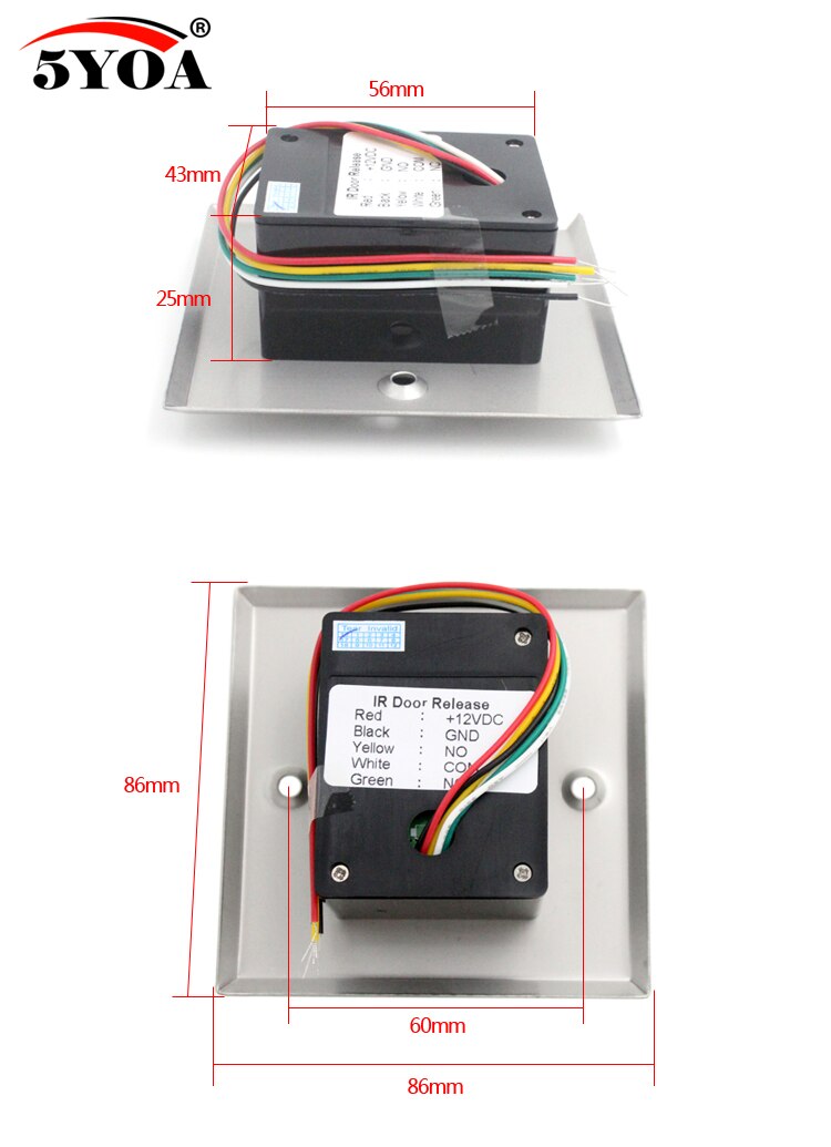 No Touch Exit Button Square Stainless Steel Metal Touchless Door Release Switch IR Contactless Infrared