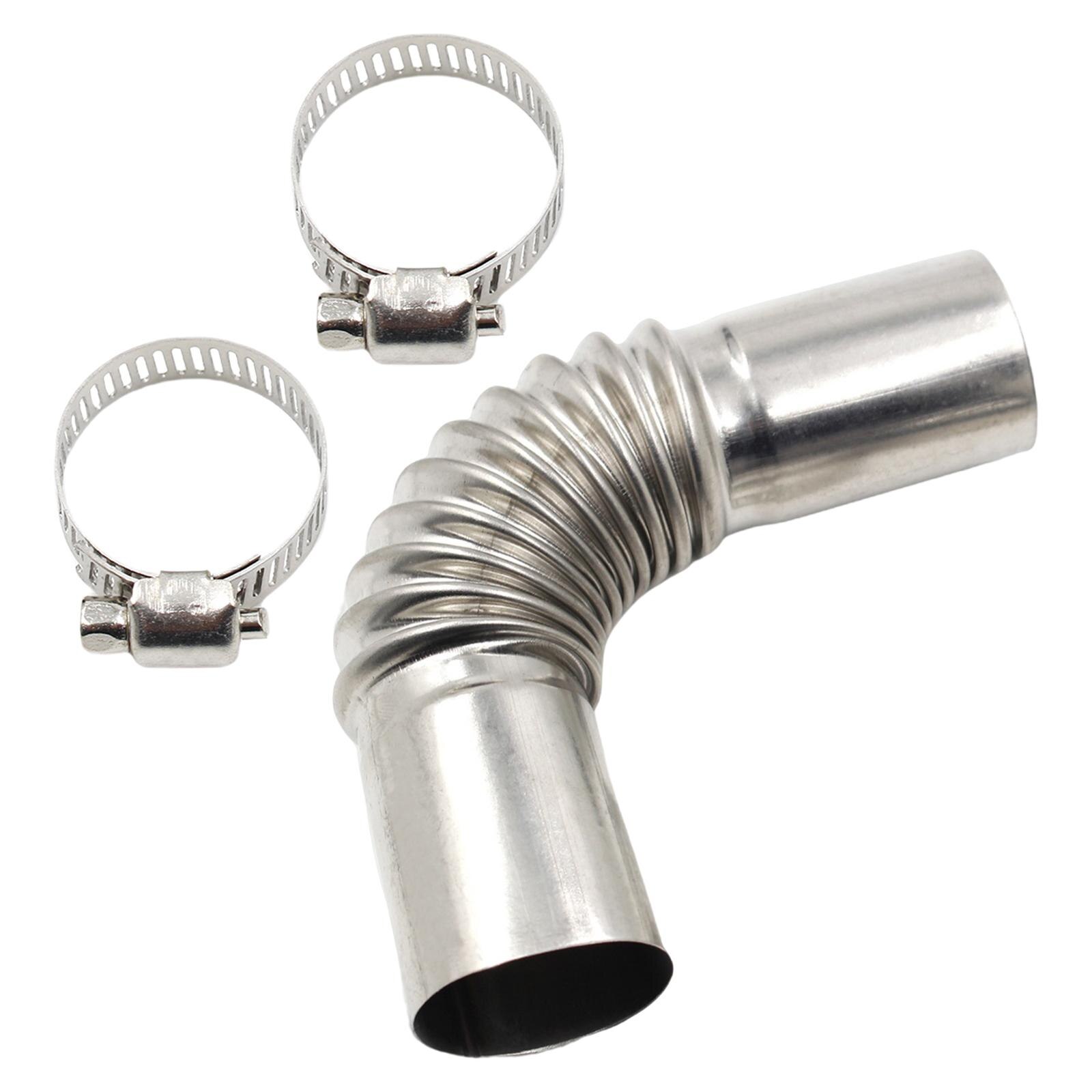 24mm Exhaust Pipe Tube Elbow Connector 25mm ID Stainless Steel Air Exhaust Pipes Connector for Heater W/ Clamps