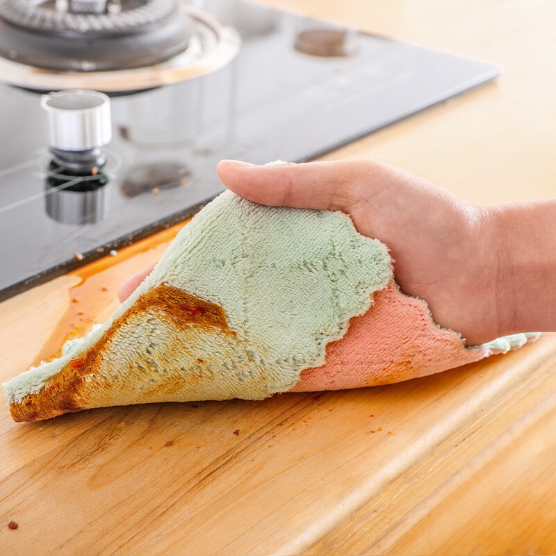 OACM 4 pçs/set Absorvente de Microfibra Toalhas de Prato Para A Cozinha Mais Grosso Micro Fibra Limpeza Limpar Mesa Casa Pano do Pó TJ1756