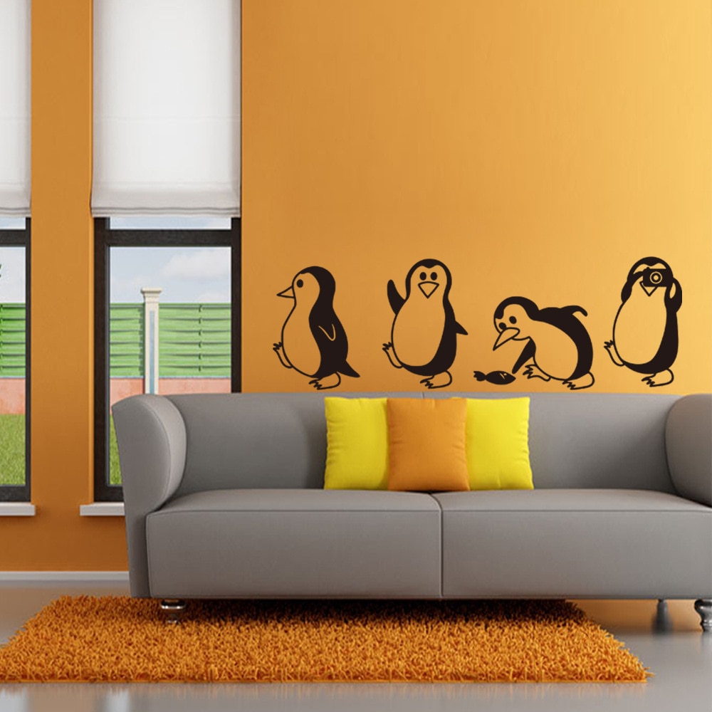 Cute Little Penguin Wall sticker For Home Decor, Kids Room Living Room Background Art Decor Animal Stickers For Mural