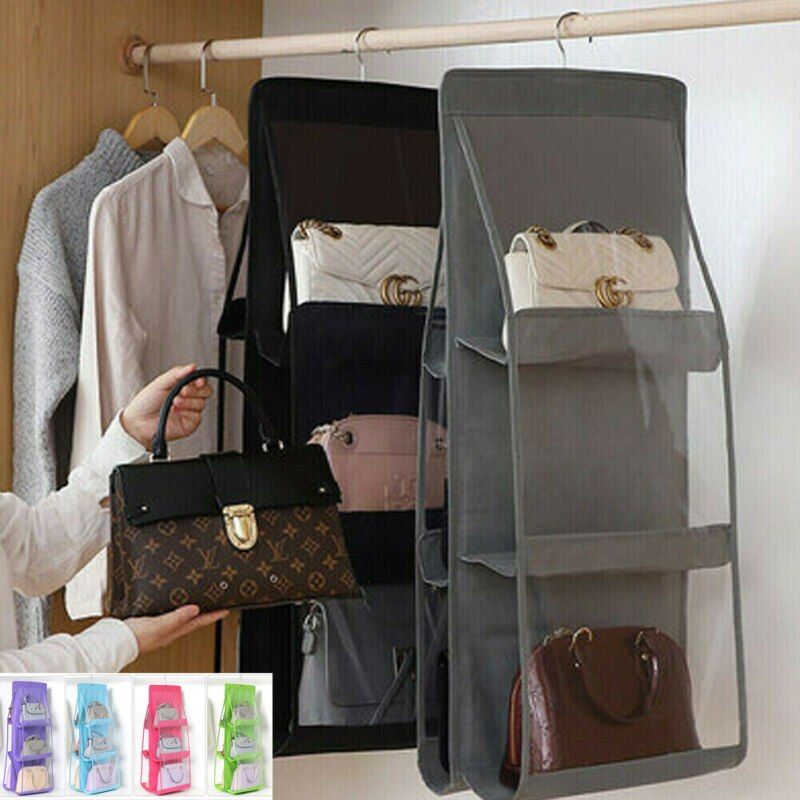 Opvouwbare hangtas met 6 zakken, opvouwbare tas met 3 lagen, tas voor handtas, organizer voor deur, diversen, opbergvak, hanger voor in de kast