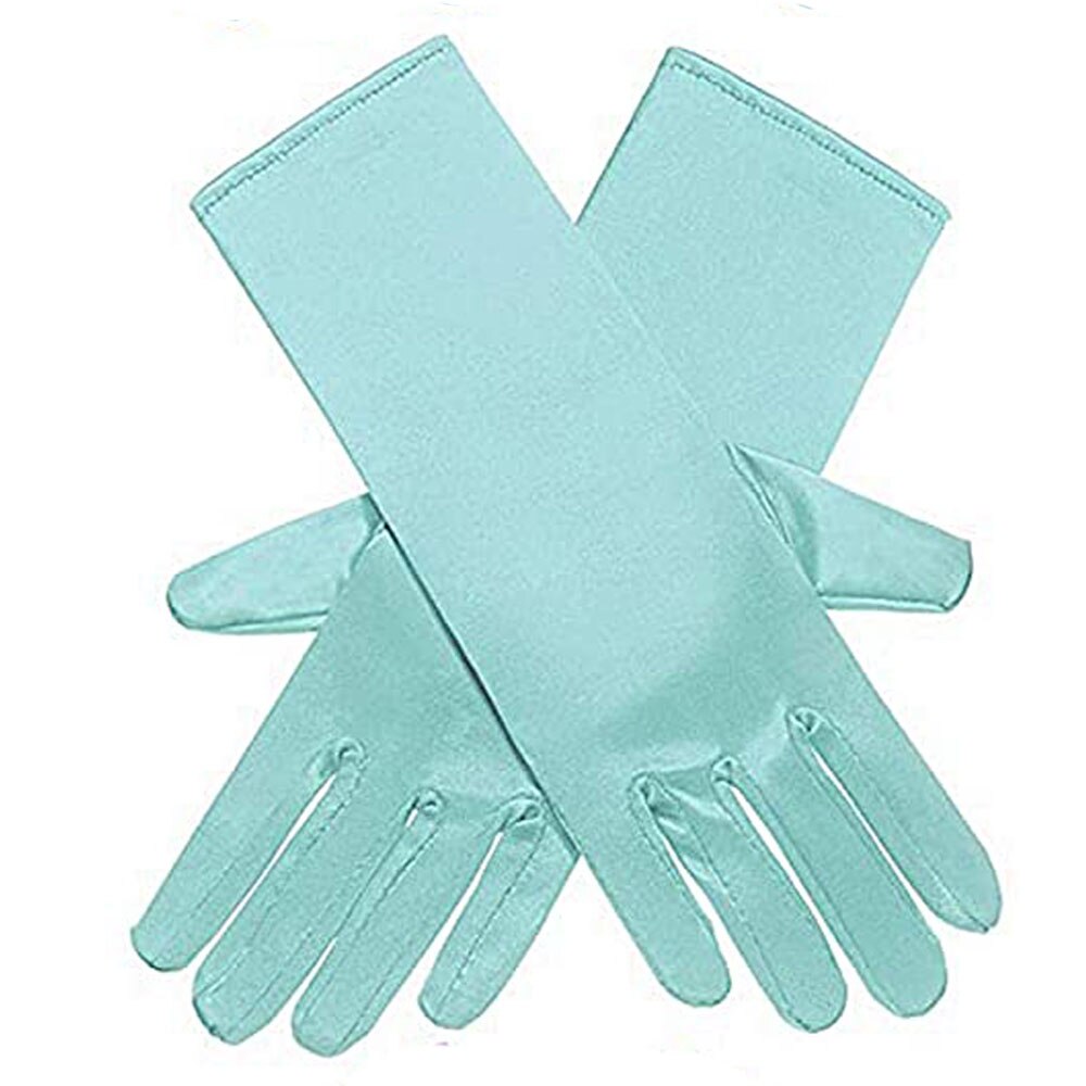 3-10Y Mädchen Satin- Handschuhe Schnee Königin Handschuh Prinzessin Kostüm für freundlicher Party, Hochzeit, Formale Festzug Geburtstag Party: hell Grün