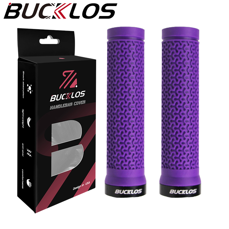 BUCKLOS Bicycle Handlebar Grips Lock on Bike Handle Damping Mountain Bike Grip Anti-slip MTB Cuffs Waterproof Bicycle Grip: PURPLE