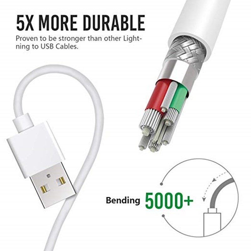 Eu stik væg ac usb oplader til apple iphone 5 5s 5c 6 6s 7 til iphone 8 pin usb opladerkabel + oplader adapter