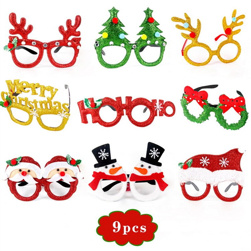 6-20 Stks/set Festival Levert Xmas Glazen Kerst Hoed Creatieve Party Kinderen Volwassen Hoofdband Kerstman Polsband: A-9 Pieces