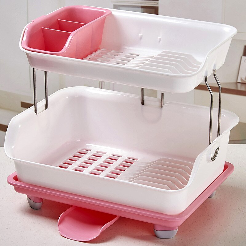 Kitchen Double-layer Drain Bowl Rack 2-layer Rack Tableware Storage Rack Dish Plastic Rack Product Multi-function: A3